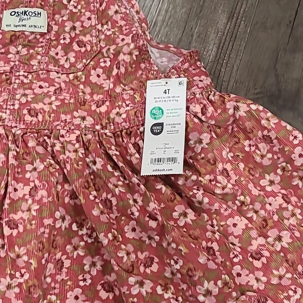 OshKosh B'gosh Pink Floral Corduroy Dress Size 18 Months